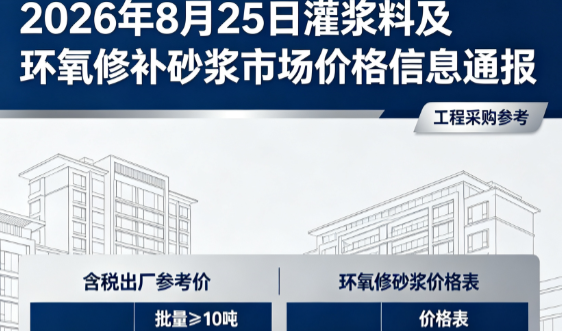 汝城2026年8月25日灌浆料及环氧修补砂浆市场价格信息通报